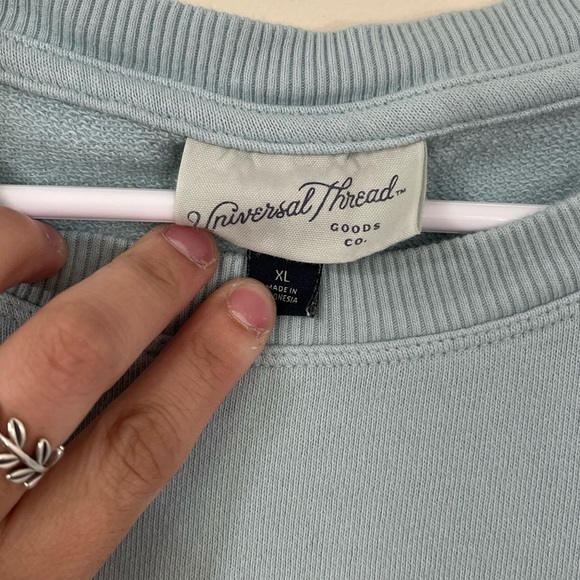 Universal Thread Blue White Tie Dye Crop Crew Neck Sweater - Picture 5 of 7